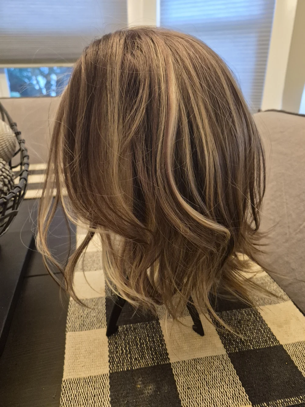 Natural Ash Brown Wig with Blonde Highlights - Women's Hair